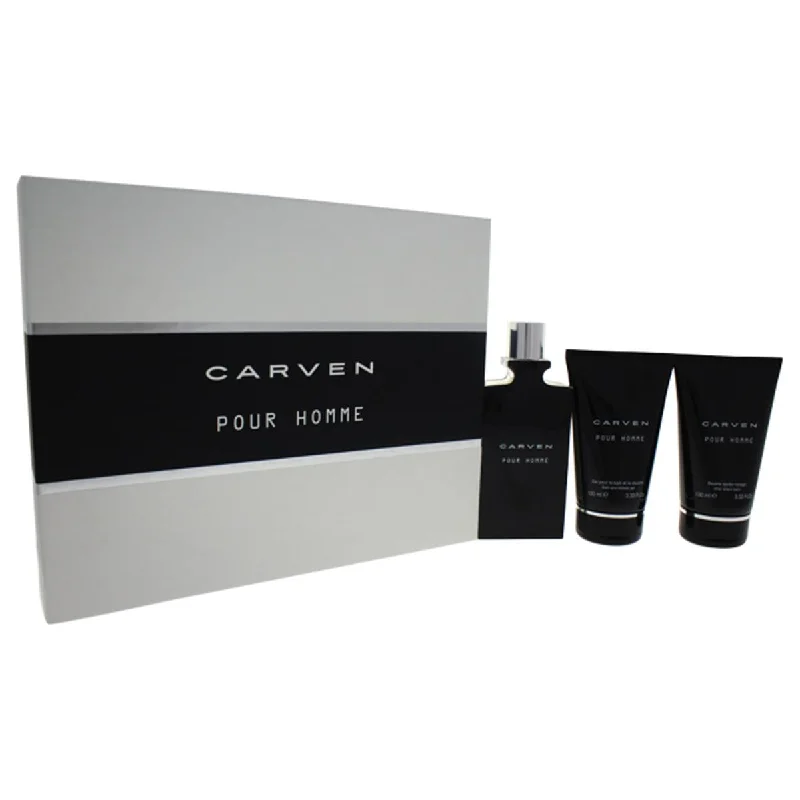 Carven  Pour Homme Edp Spray Gift Set for Men, 3 Piece