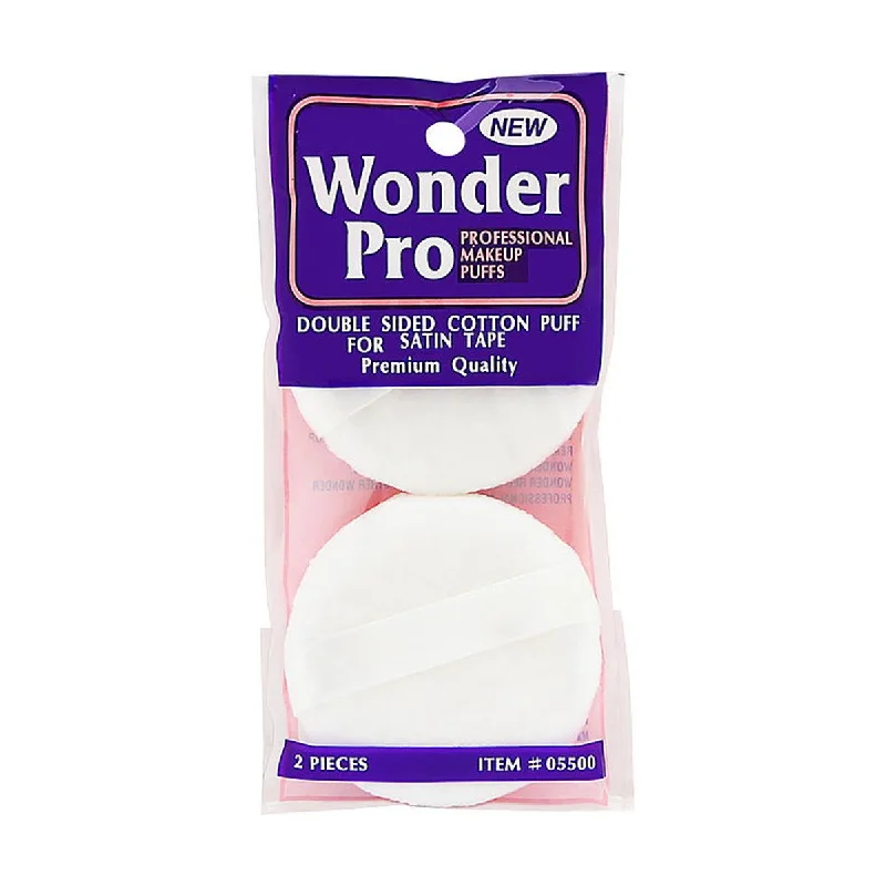 Wonder  Women Pro Double Sided Cotton Puff with Satin Tape - Wonder - 2 Count