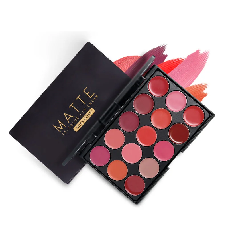 MISS ROSE 15-Color Matte Lipstick Palette